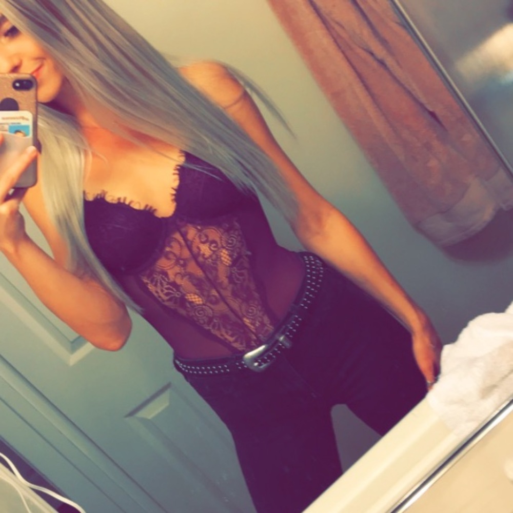 Purple lace body suit